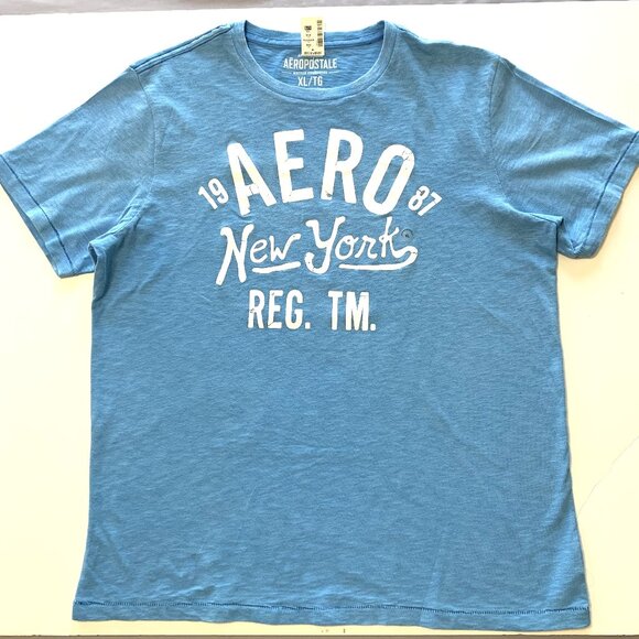 Aeropostale 2 Graphic Shirts Men Size XL Green Blue (NWT) Short Sleeves - Picture 10 of 16